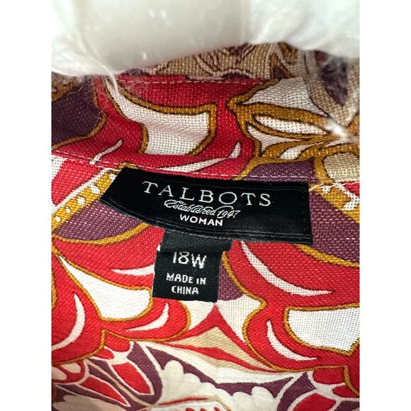 TALBOTS | Silk Linen Blend Boho Medallion Print Lightweight Tunic Blouse | 18W - Picture 5 of 6